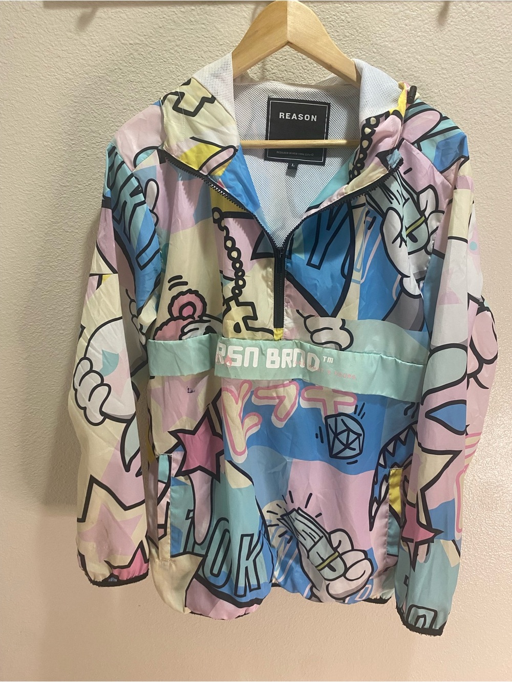 Reason- NEO Anorak Windbreaker Hoodie/Jacket/SZ:Large NYC- Graffiti/PopArt/Tokyo